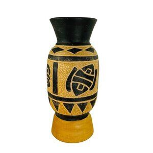 Latin American Mexico Vase Pottery Red Clay Terracotta Carved Inca Aztec 9 in u